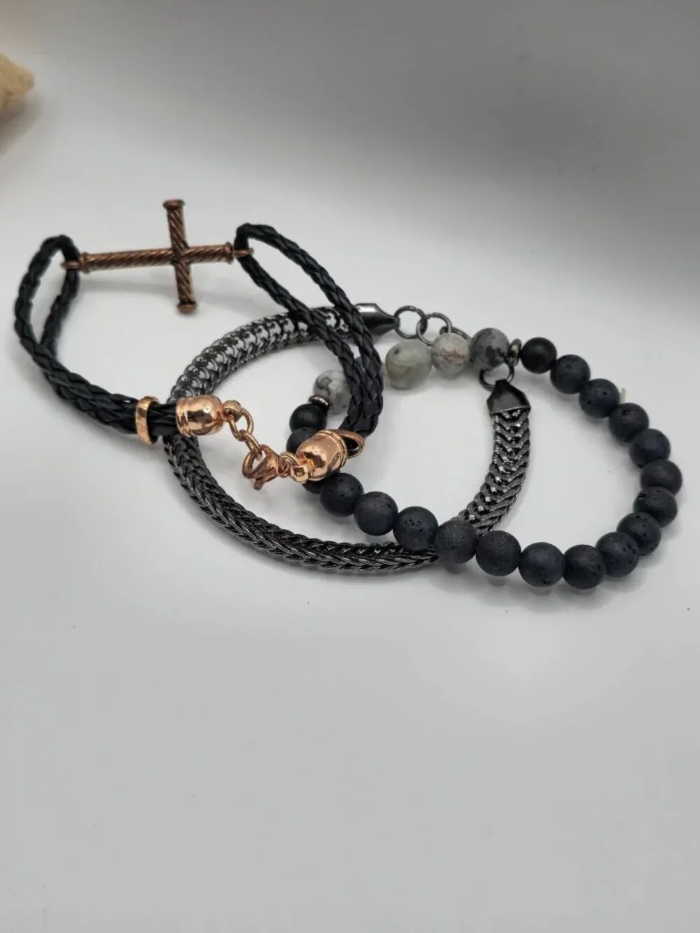 American Exchange Men's Black Watch & 4-Piece Bracelet Set